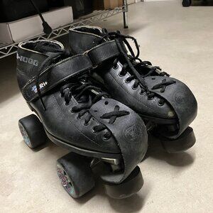Riedell RS1000 speed skates, leather uppers, wide toestop, 3 sets of wheels